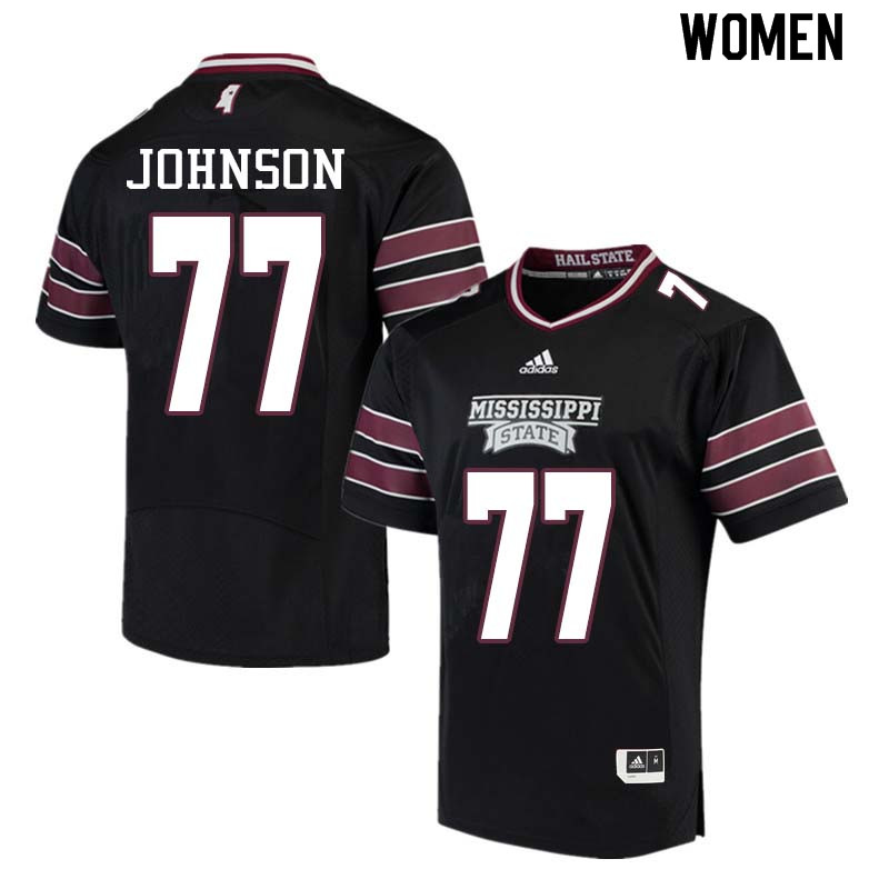 Women #77 Jawon Johnson Mississippi State Bulldogs College Football Jerseys Sale-Black - Click Image to Close